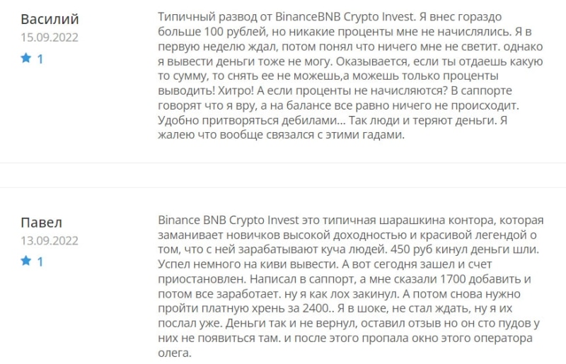 BinanceBNB Crypto Invest — мимикрируют под известный проект? Отзывы про лохотрон.