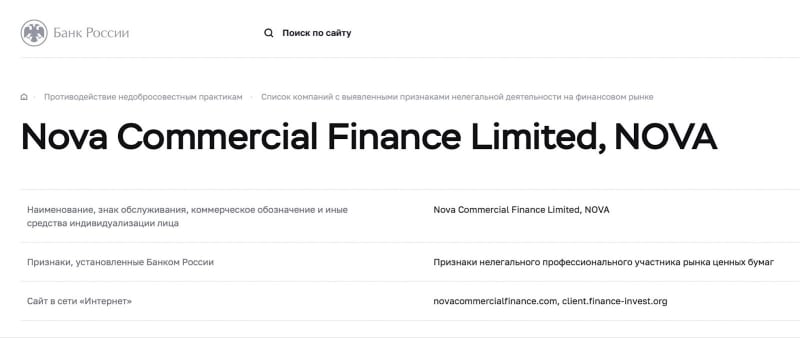 Брокер Nova Commercial Finance: отзывы в 2022 году, обзор скам-проекта. Как вернуть свои деньги?