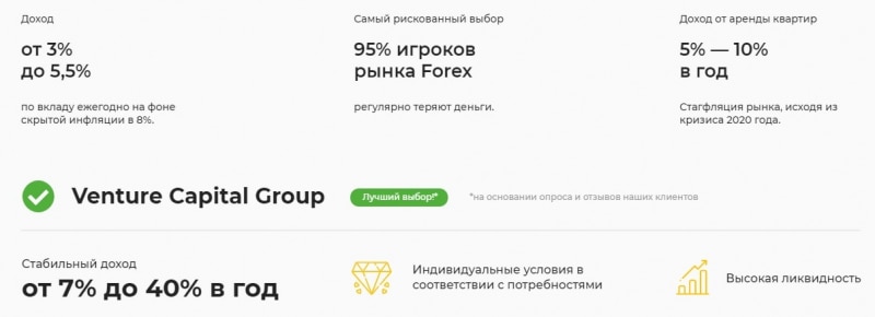 Инвестиционная компания Venture Capital Group: обзор торговых условий и отзывы клиентов