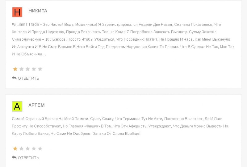 Williams Trade (Вильямс Трейд): обзор брокера, отзывы трейдеров. Как вернуть деньги?