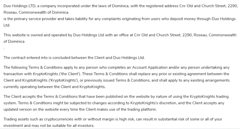Брокер Krypto Knights: обзор торговых условий и отзывы пользователей
