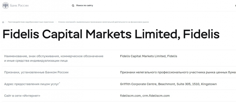 Fidelis Capital Markets: отзывы о брокере, условия торговли