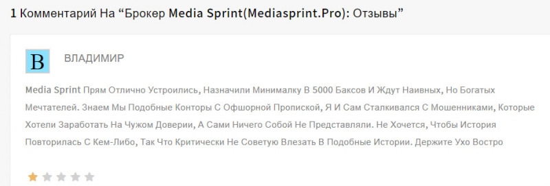 Обзор проекта Media Sprint — сразу разводит на 5000 долларов. Не стоит сотрудничать. Отзывы.