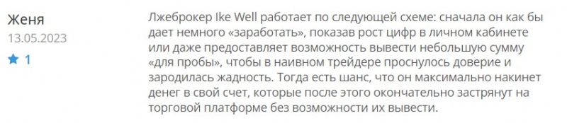 Проект Ike Well — типичный клонированный брокер-лохотронщик. Остерегаемся развода. Отзывы.