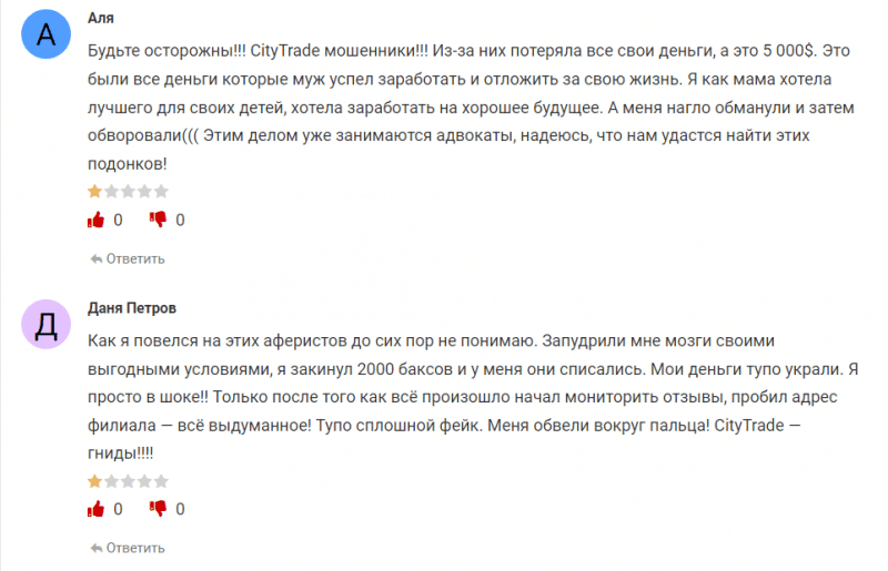 Брокер CityTrade (citytrade.group) отзывы клиентов о компании 2023. Как вернуть деньги?