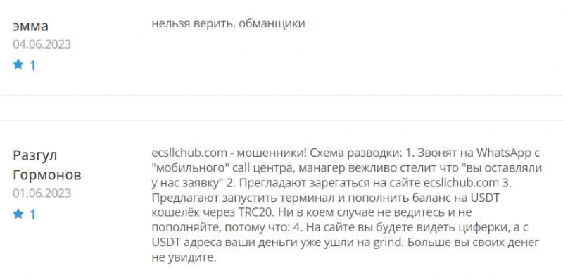 Обзор финансовой платформы Ecsllc Hub указывает на мошеннические намерения и развод. Отзывы.