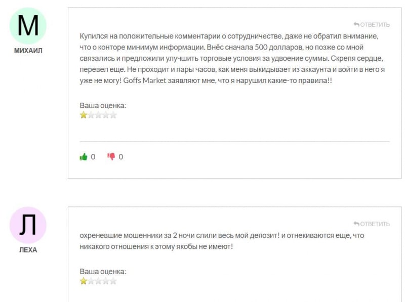 Очередной лохотрон со странным названием GoffsMarket. Обзор от Fullinvest.ru и мнение.