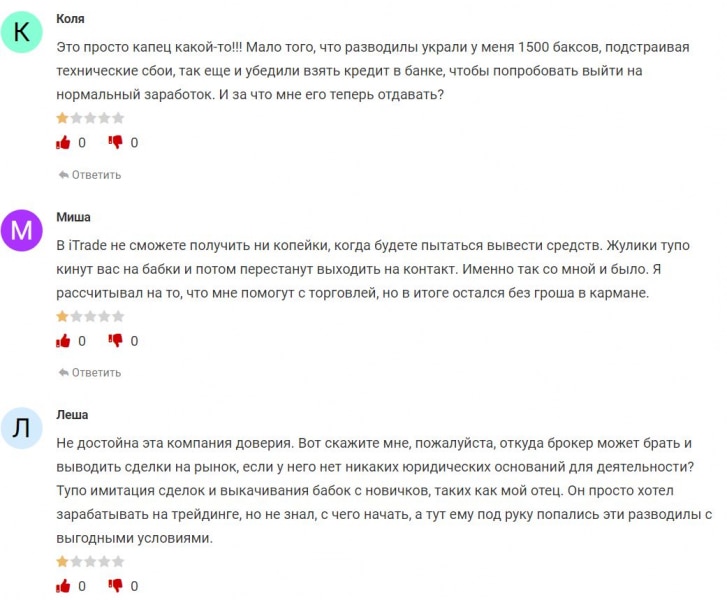 ITrade: фирма заслуживает доверия или нет? Стары и добрый лохотрон развод? Отзывы.