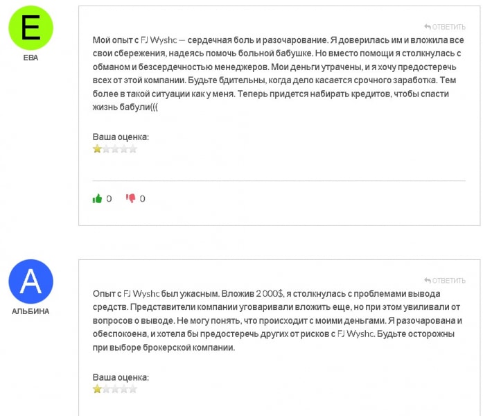 FJ Wyshc: обзор работы брокера, отзывы клиентов. Как вывести деньги на карту?
