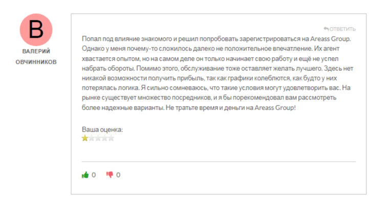 Брокер Areass Group (areastandard.com), отзывы клиентов в 2023 году. Как вывести деньги?