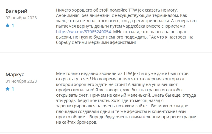 TTW Jex — проверка и обзор компании. Реальные отзывы пользователей