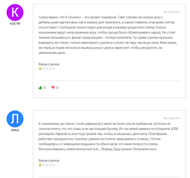 X-Dwohen (xdwohen.com) обзор и отзывы о брокере 2023. Как вернуть деньги на карту?