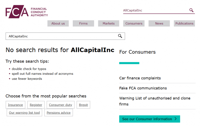 AllCapitalInc — отзывы о брокере, обзор площадки