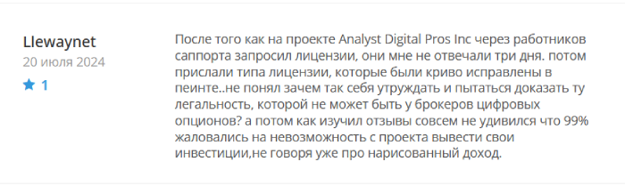 Analyst Digital Pros Inc (analystdigitalprosinc.com) лжеброкер! Отзыв Telltrue