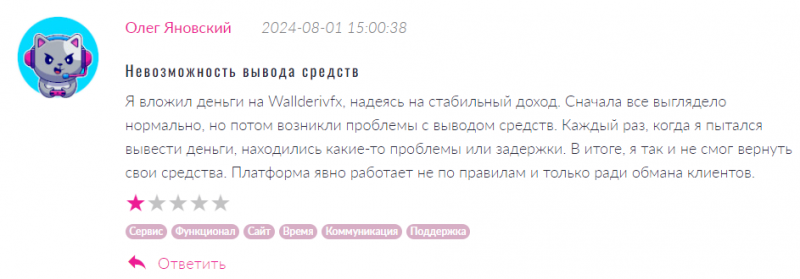 Wallderivfx отзывы. Брокер мошенник?