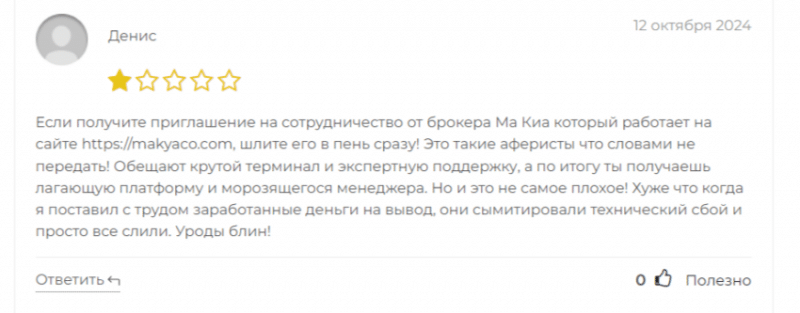 Брокер Makya Co (makyaco.com), отзывы клиентов в 2024 году. Как вывести деньги?