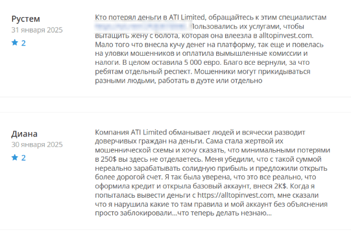 ATI Limited (alltopinvest.com) лжеброкер! Отзыв Telltrue